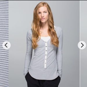 LIMITED TIME OFFER! LULULEMON Grey Striped Henley